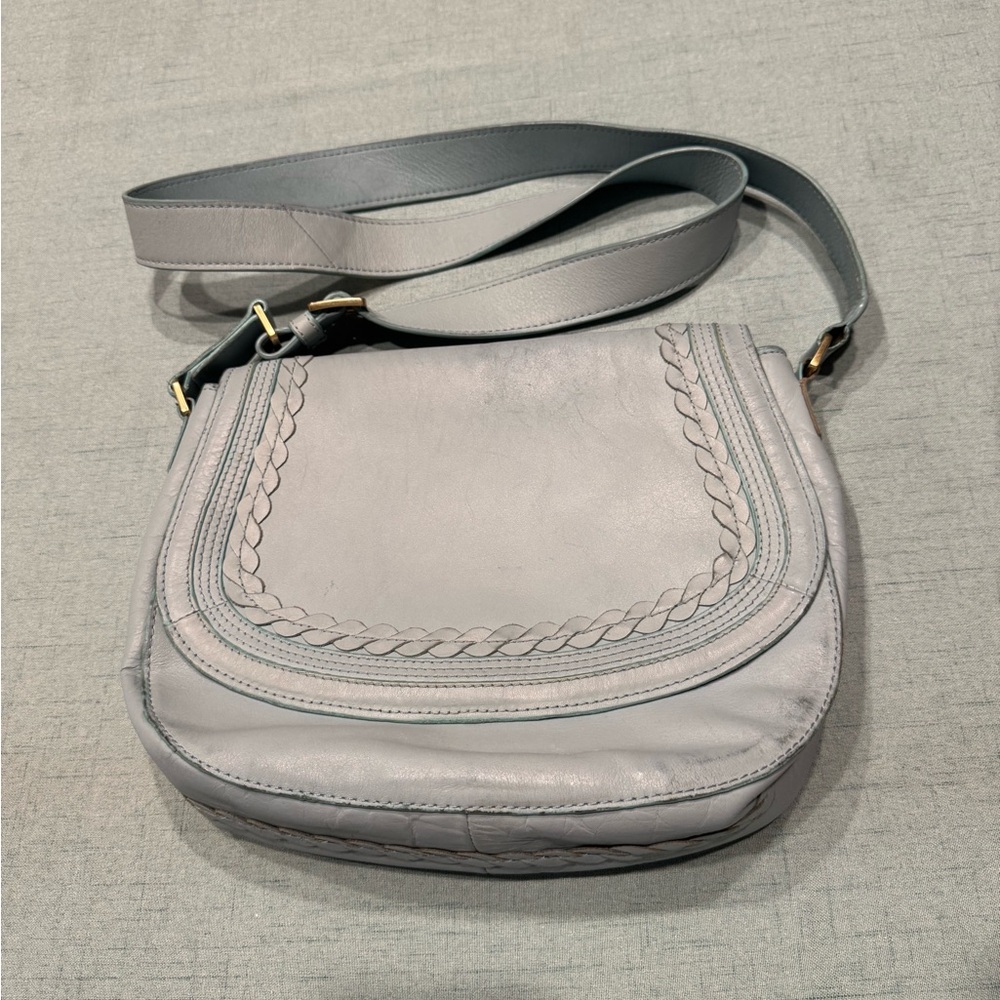 Boden Light Blue Leather Crossbody Bag